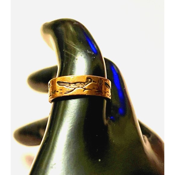 Hand Crafted Copper Ring~Native American Road Runner ~Copper Healing Effect Sz 5 - Picture 3 of 6